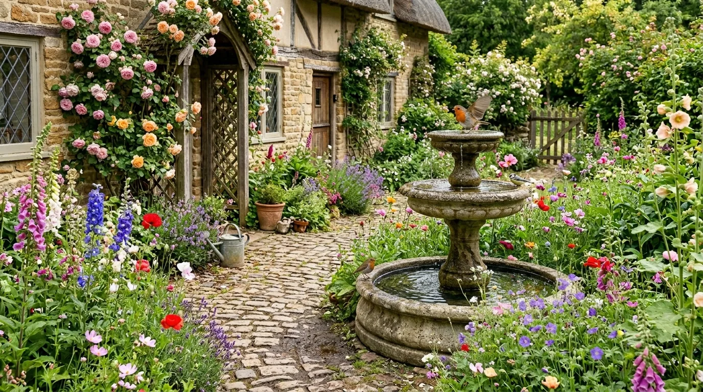 Tiered Cottage Bird Bath